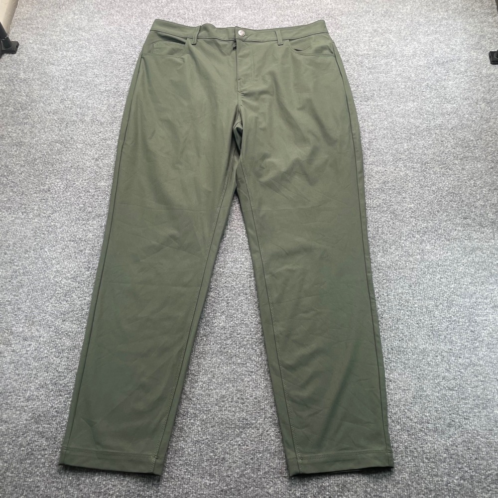 Fabletics The One Pant Mens 33x32 Pine Shadow Green Performance Tapered